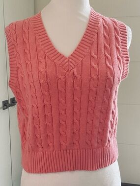 Streetwear Society *Pink Cable-Knit V-Neck Sweater Vest